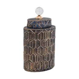 Βάζο Κεραμικό 373-221-694 17x11x33cm Black-Gold Κεραμικό