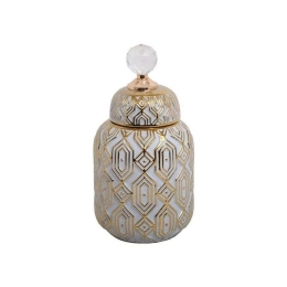 Βάζο Κεραμικό 373-221-698 12x28cm White-Gold Κεραμικό