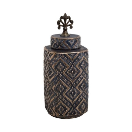 Βάζο Κεραμικό 373-221-706 14x14x36cm Grey-Gold Κεραμικό