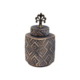 Βάζο Κεραμικό 373-221-707 14x14x29cm Grey-Gold Κεραμικό
