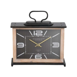 Ρολόι Επιτραπέζιο 133-121-519 28x8x29,5cm Natural-Black Μέταλλο,Ξύλο
