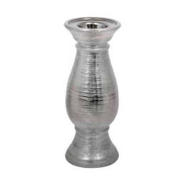 Κηροπήγιο Κεραμικό 08-221-196 10x10x26cm Silver Κεραμικό