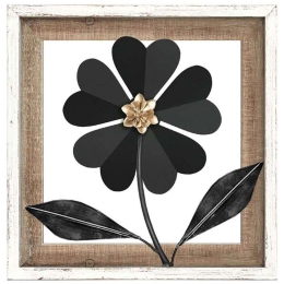 Διακοσμητικό Τοίχου Flower 125-222-352 30,5x3x30,5cm Black-White Μέταλλο,Ξύλο