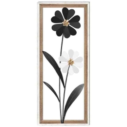 Διακοσμητικό Τοίχου Flower 125-222-349 30,5x3x71,1cm Black-White Μέταλλο,Ξύλο