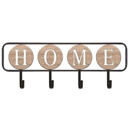 Κρεμάστρα Τοίχου 4 Θέσεων Home 125-222-351 45,7x6x16,5cm Multi Μέταλλο,Ξύλο