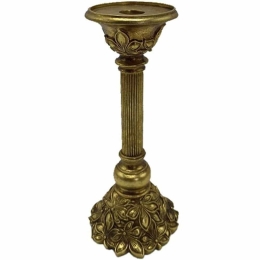 Κηροπήγιο Flower 279-222-158 11x11x26cm Gold Πολυρεσίνη
