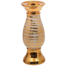 Κηροπήγιο 08-221-206 10x10x22cm Gold-White Κεραμικό