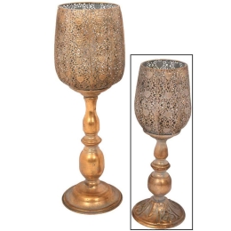 Κηροπήγιο Διάτρητο 373-92-023 9,5x12,5x36cm Gold Μέταλλο