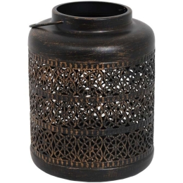 Φανάρι Round 386-220-020 16x16x20cm Black-Gold Μέταλλο