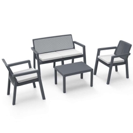 Σαλόνι Κήπου Prestige (Σετ 4 Τμχ) 844-123-064 Anthracite-White 4 Θέσεων