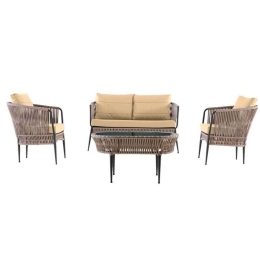 Σαλόνι Κήπου Lines (Σετ 4Τμχ) 818-123-118 Cappuccino-Beige 4 Θέσεων