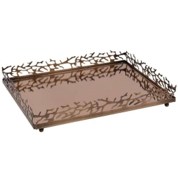 Διακοσμητικός Δίσκος Με Καθρέπτη Dalli 835-123-229 40x30x5cm Bronze Μέταλλο