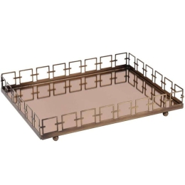 Διακοσμητικός Δίσκος Με Καθρέπτη Kare 835-123-231 40x30x5cm Bronze Μέταλλο