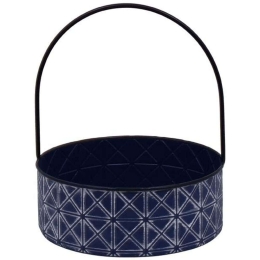 Διακοσμητικός Δίσκος 128-123-078 28x28x33,5cm Blue Μέταλλο