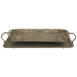 Διακοσμητικοί Δίσκοι (Σετ 2Τμχ) 160-123-066 58,5x29x6,5/46,5x19,5x5,5cm Bronze Μέταλλο