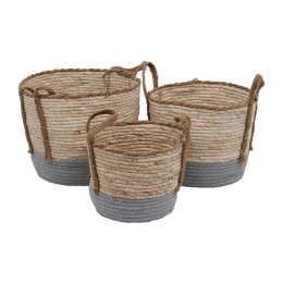 Κασπώ Ψάθινο (Σετ 3Τμχ) 373-123-828 Beige-Grey Ψάθα