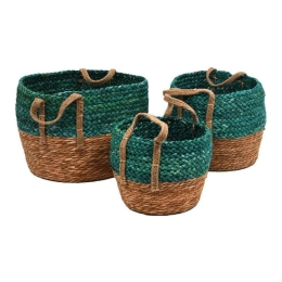 Κασπώ Ψάθινο (Σετ 3Τμχ) 373-123-835 Beige-Green Ψάθα