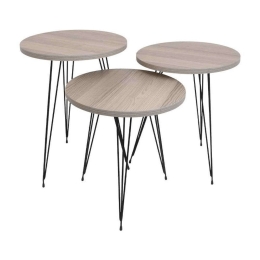 Τραπεζάκια Ζιγκόν (Σετ 3Τμχ) 835-122-178 40x52cm Grey Oak-Black