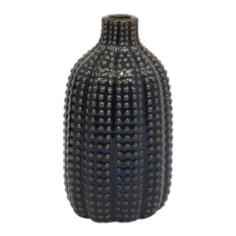 Βάζο 023-223-097 13x13x25cm Blue Black-Gold Κεραμικό
