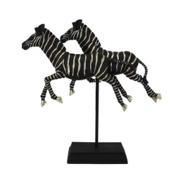 Διακοσμητικό Επιτραπέζιο 2 Zebras 253-223-504 34x9,5x34,5cm Black-Gold Πολυρεσίνη