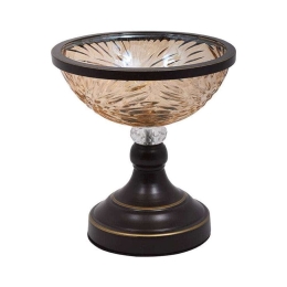 Διακοσμητικό Μπωλ Με Πόδι 373-223-972 20x22cm Honey-Brown Μέταλλο,Γυαλί
