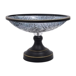 Διακοσμητικό Μπωλ Με Πόδι 373-223-980 33x19x20cm Grey Μέταλλο,Γυαλί