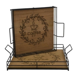 Δίσκος Σερβιρίσματος (Σετ 2Τμχ) 373-223-854 39x32x8cm/35x28x7,5cm Brown-Black Mdf,Μέταλλο