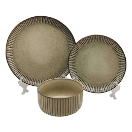 Σερβίτσιο Πιάτα Φαγητού (Σετ 18Τμχ) 373-223-991 Beige 18 τμχ Κεραμικό