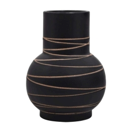 Βάζο Stripe 028-223-122 19x19x25cm Black-Gold Κεραμικό