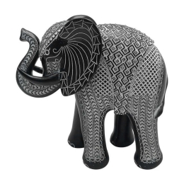 Διακοσμητικό Αντικείμενο Επιτραπέζιο Elelphant 279-223-221 15x7x16cm Black-White Πολυρεσίνη