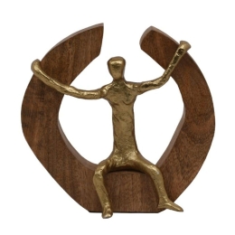 Διακοσμητικό Αντικείμενο Sitting man 937-123-010 18x7x18cm Natural-Gold Μέταλλο,Ξύλο