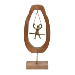 Διακοσμητικό Αντικείμενο Swing 937-123-005 17x9x42cm Natural-Gold Μέταλλο,Ξύλο