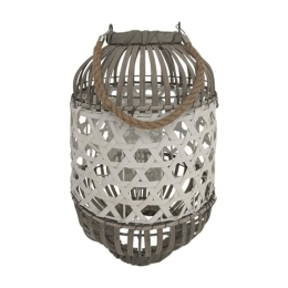 Φανάρι 722-123-028 25x41cm White-Brown Γυαλί,Bamboo