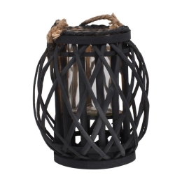 Φανάρι Amare 722-123-025 19x34cm Black Γυαλί,Bamboo
