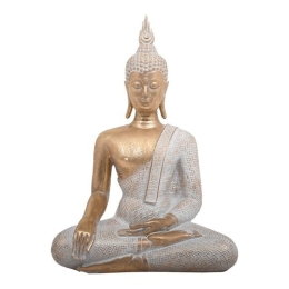 Διακοσμητικό Αντικείμενο Buddha 276-223-010 20x10x26cm White-Gold Πολυρεσίνη