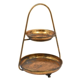 Διακοσμητικός Δίσκος Διώροφος 149-223-026 31x29,5x45cm Bronze Μέταλλο