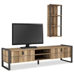 Έπιπλο Τηλεόρασης Pwf-0039 Καρυδί 184,5X35X45Cm 071-000100 Μελαμίνη