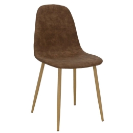 Καρέκλα Bella Μεταλλική Φυσικό Με Pu Antique Brown 44X50X88Cm 029-000019 Σετ 2τμχ Μέταλλο,Τεχνόδερμα