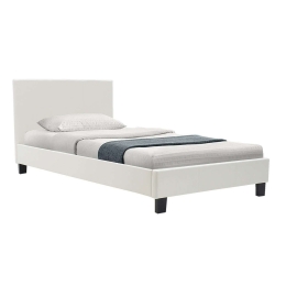 Κρεβάτι Nevil Pu Χρώμα White Ματ Με Ανατομικές Τάβλες 212X106X87Cm 006-000012 Μονό Ξύλο,Τεχνόδερμα