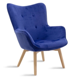 Πολυθρόνα Kido Υφασμάτινη Βελούδο Μπλε 71X75X92Cm 046-000007 Ξύλο,Ύφασμα