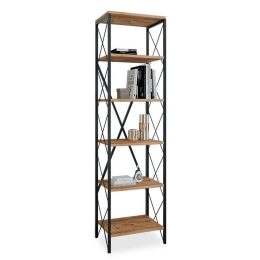 Βιβλιοθήκη PWF-0321 071-000898 50x35x180cm Black Μελαμίνη,Μέταλλο