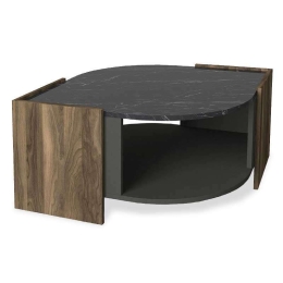 Τραπεζάκι Σαλονιού PWF-0315 071-000889 75x75x40cm Walnut-Anthracite Μελαμίνη