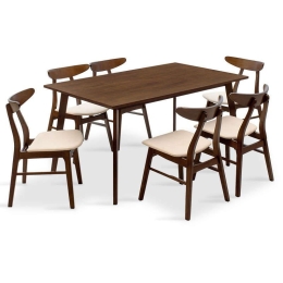 Τραπεζαρία Benson - Orlean Σετ 7τμχ 200-000188 150x90x75cm Walnut 6 Θέσεων