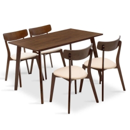 Τραπεζαρία Benson - Toto Σετ 5τμχ 200-000184 120x75x75cm Walnut 4 Θέσεων