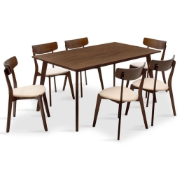 Τραπεζαρία Benson - Toto Σετ 7τμχ 200-000190 150x90x75cm Walnut 6 Θέσεων