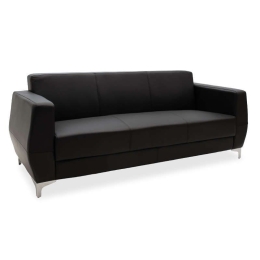 Καναπές Τριθέσιος Dermis 132-000003 188x75x75cm Black Μέταλλο,Τεχνόδερμα