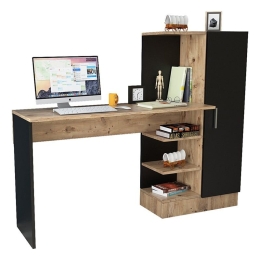 Γραφείο Με Ραφιέρα Kary 176-000019 152,5x40x120cm Black-Oak