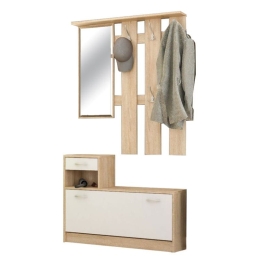 Έπιπλο Εισόδου Jamie 173-000021 100x27,5x187cm Natural-White Μοριοσανίδα, Μελαμίνη