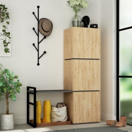 Έπιπλο Εισόδου-Πορτ Μαντώ Mello 119-001066 109x39x149cm Natural - Anthracite Μοριοσανίδα, Μελαμίνη