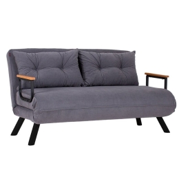 Καναπές - Κρεβάτι PWF-0546 Διθέσιος 133x78x78cm Anthracite-Black Μέταλλο,Ύφασμα